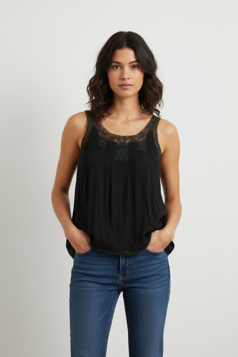 Top vert avec dentelle - Taille XS/34