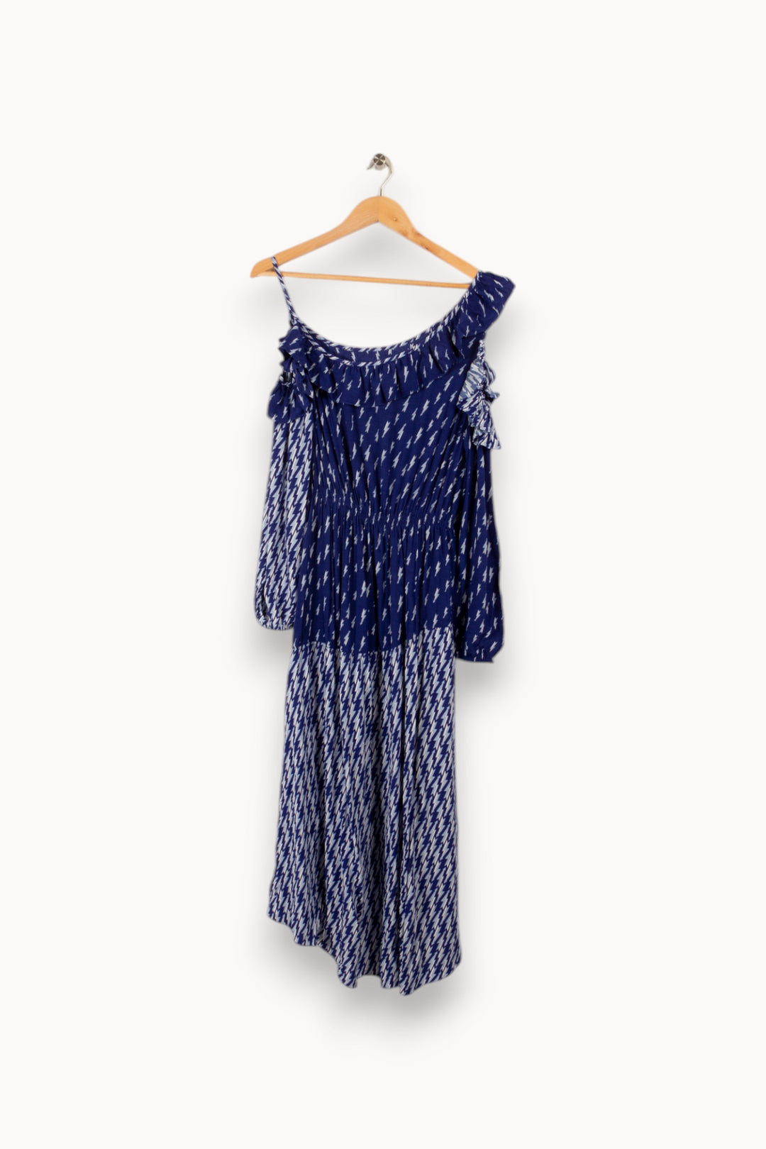 Robe longue bleue à motifs