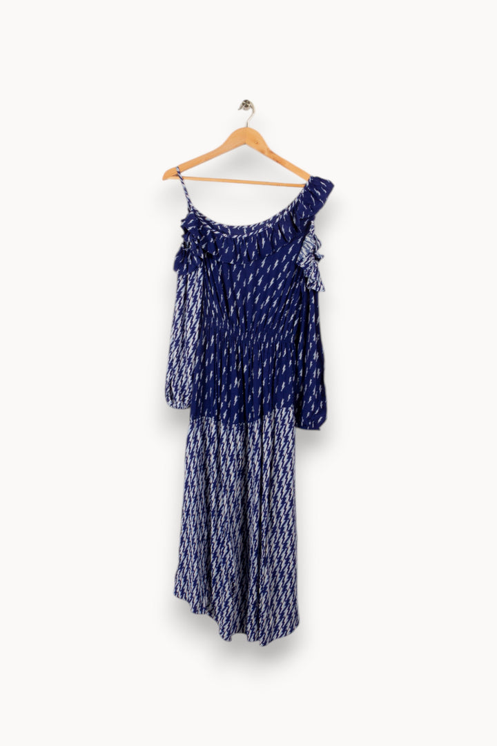 Robe longue bleue à motifs