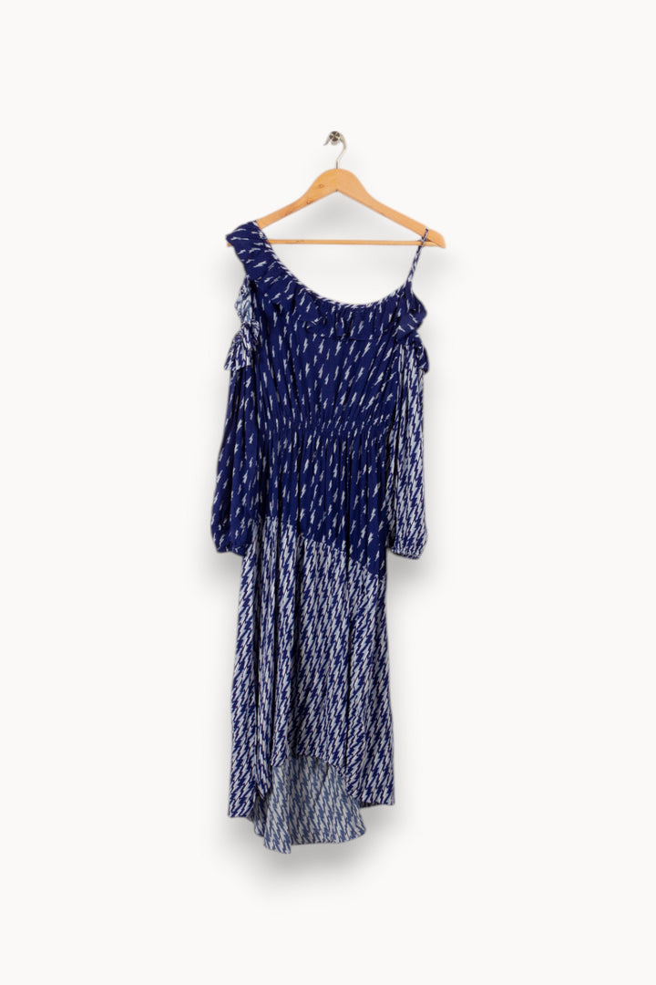 Robe longue bleue à motifs