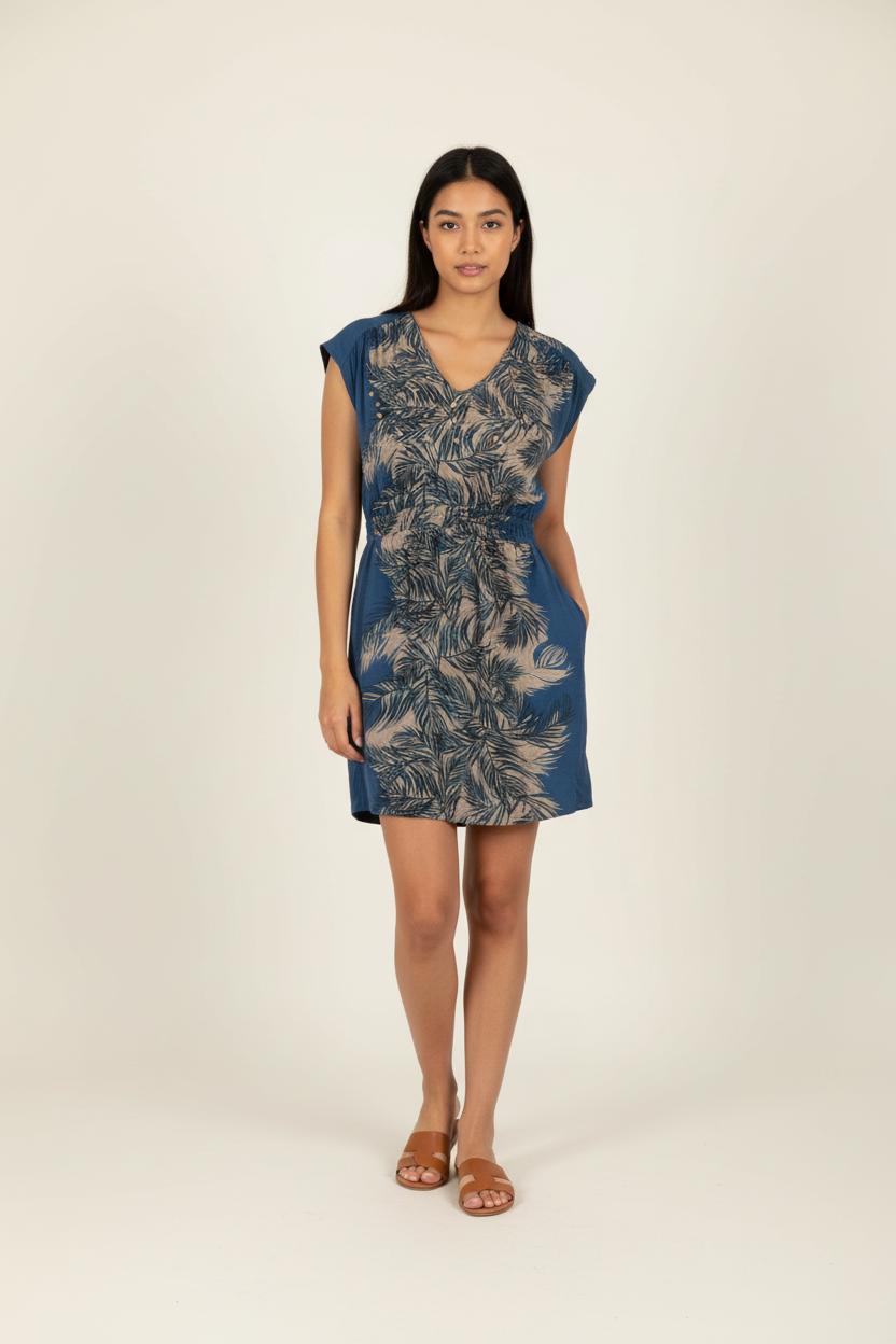 Robe bleue à motifs - Taille S/36