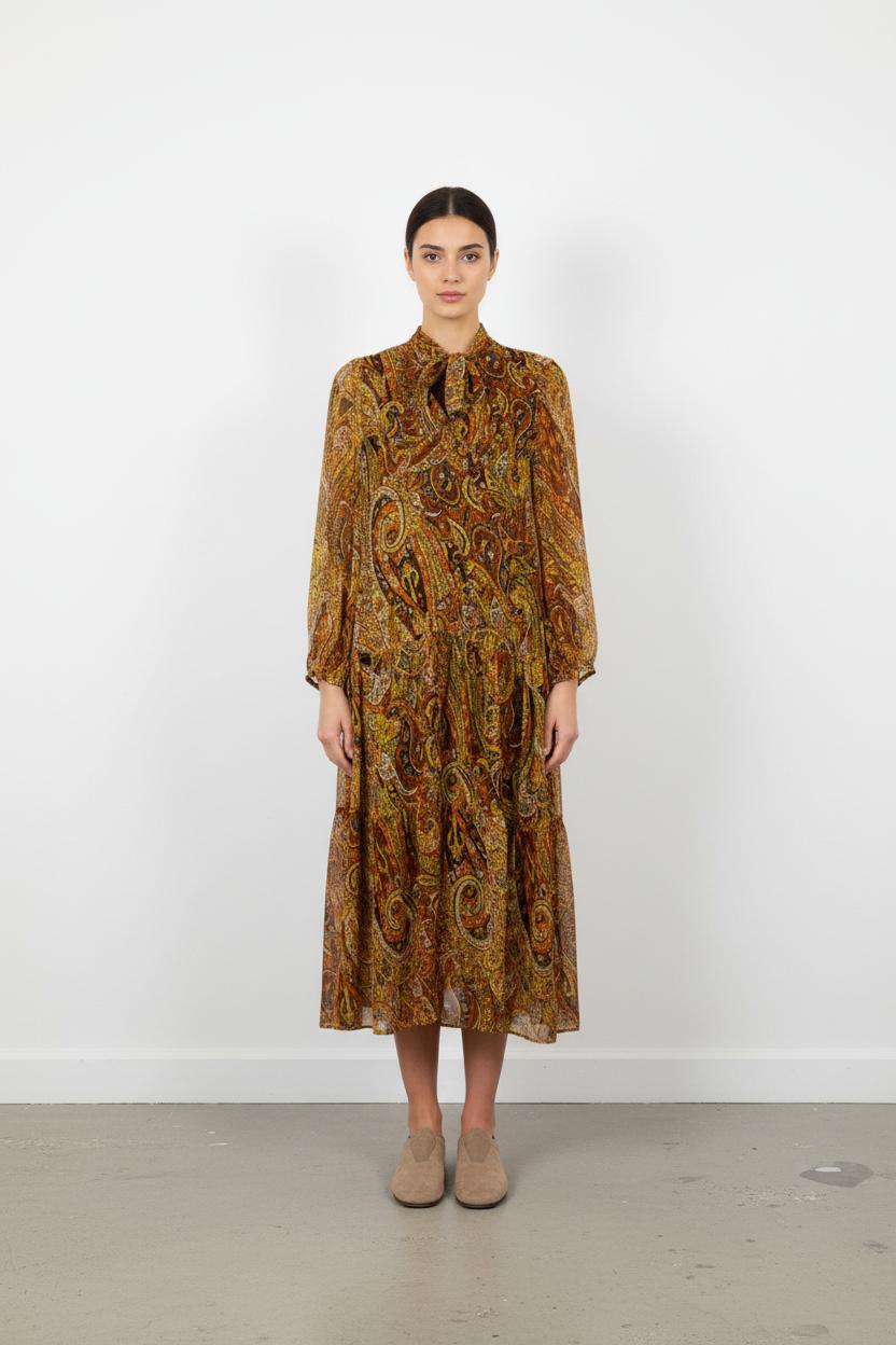 Robe longue jaune à motifs - Taille M/38