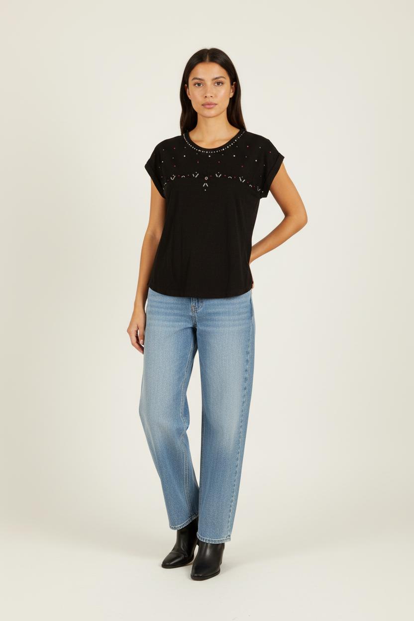 T shirt noir avec détails - Taille S/36