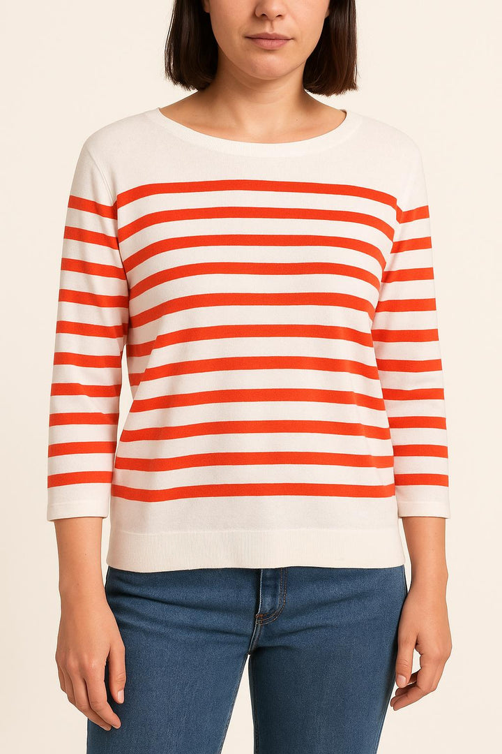 Pull Blanc et Orange - Taille L/40 de la marque Caroll | PARAD27680 - Vendu par Paradigme - Image 1