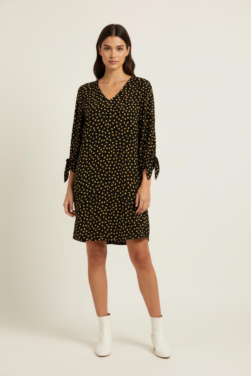 Robe noire à pois jaune - Taille M/38