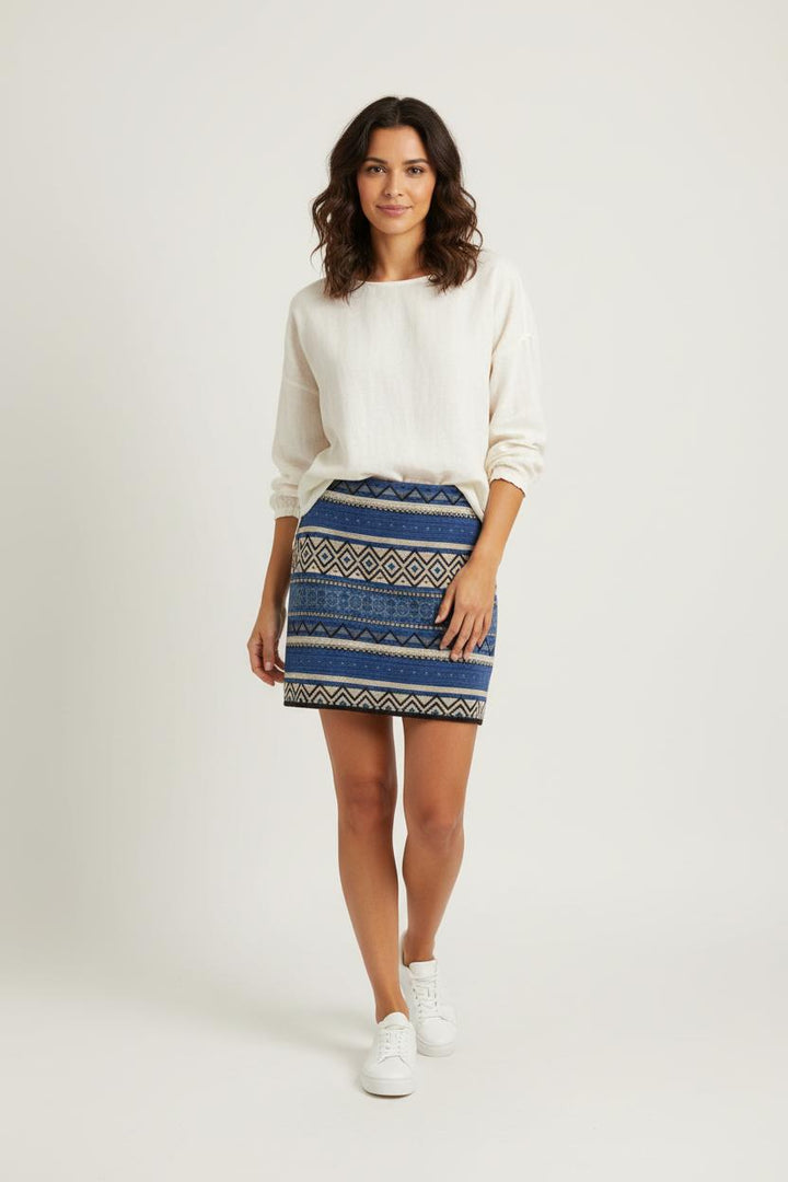 Jupe bleue à motifs - Taille XL/42
