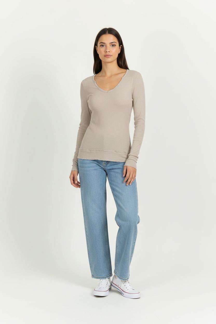 Tee-shirt manches longues Beige - Taille XS/34 de la marque Bérénice | PARAD27788 - Vendu par Paradigme - Image 1