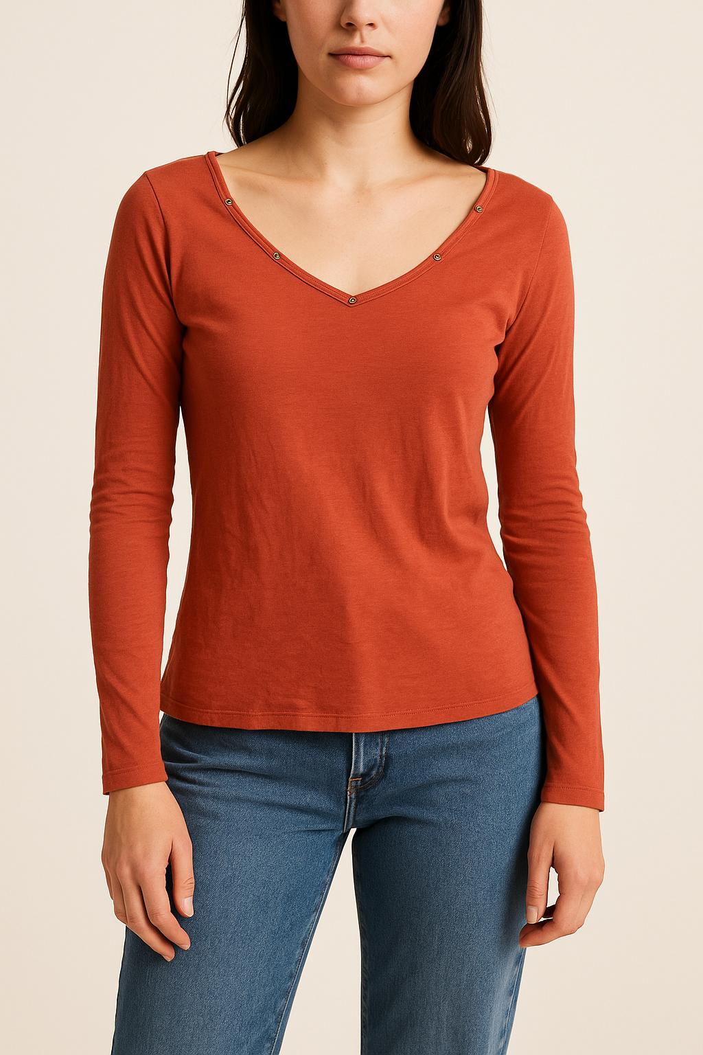T-shirt Manches Longues Orange - Taille XS/34 de la marque Bérénice | PARAD27797 - Vendu par Paradigme - Image 1
