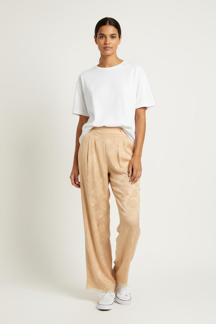 Pantalon beige satiné - Taille L/40