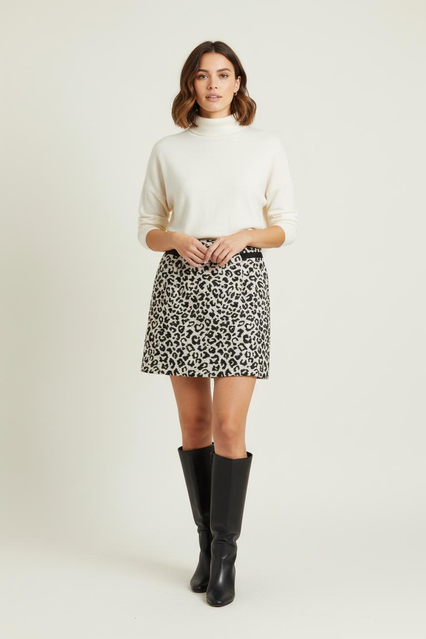 Jupe Courte Beige et Noire - Taille L/40 de la marque Comptoir des Cotonniers | PARAD27837 - Vendu par Paradigme - Image 1