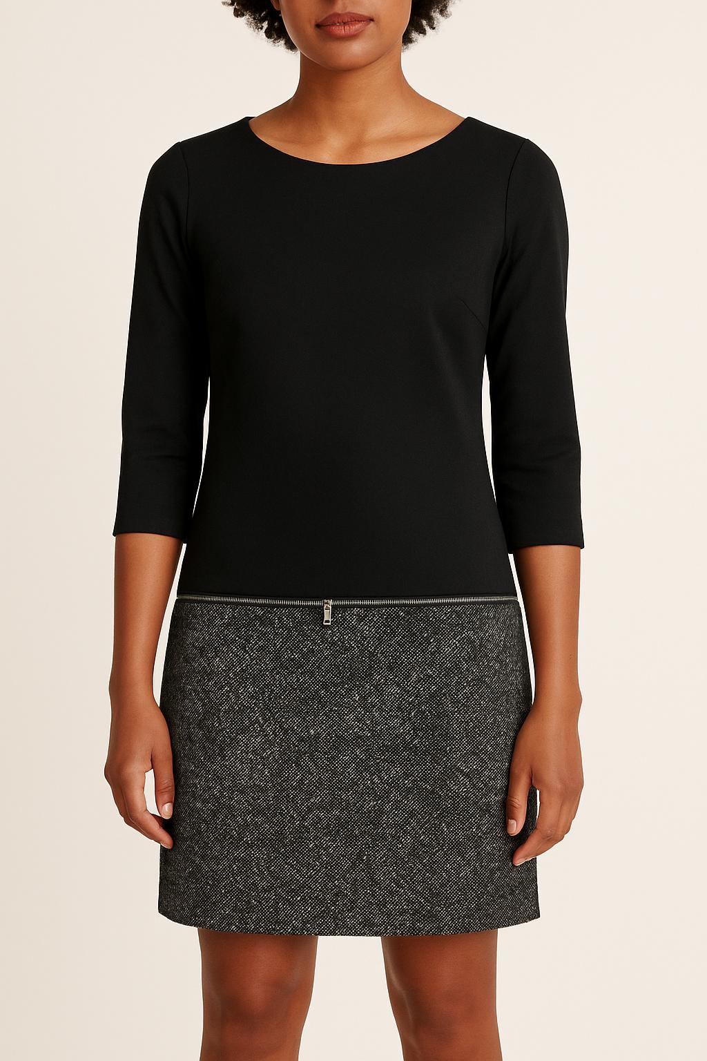 Robe Droite Noire et Grise - Taille S/36 de la marque Caroll | PARAD27843 - Vendu par Paradigme - Image 1