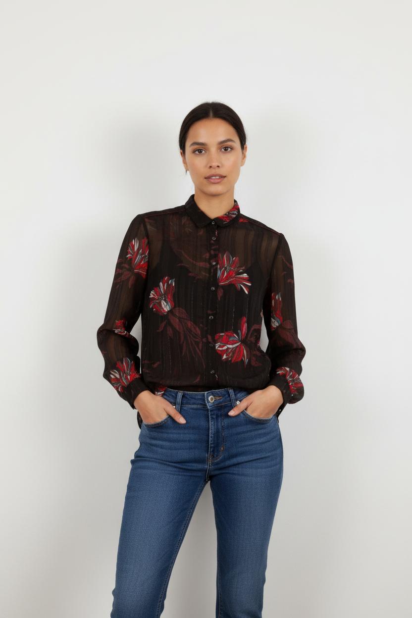 Chemise noire à motifs - Taille M/38