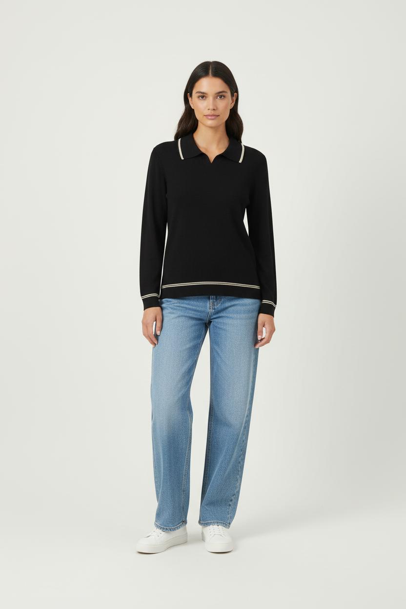 Polo Noir et Blanc - Taille L/40 de la marque Comptoir des Cotonniers | PARAD28332 - Vendu par Paradigme - Image 1