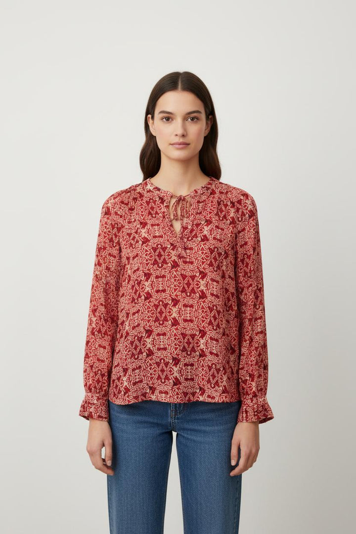 Blouse rouge à motifs - Taille S/36