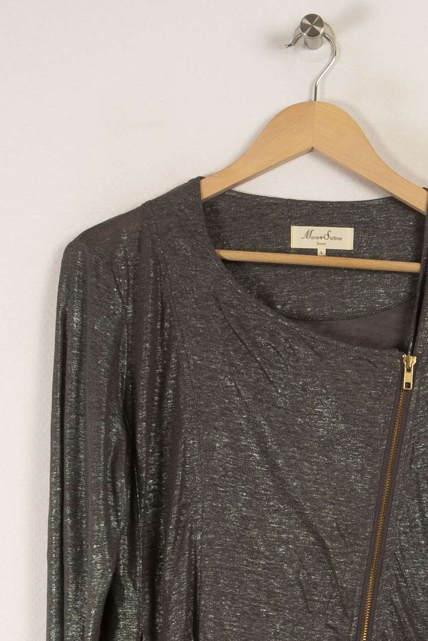 Gilet gris/vert brillant de la marque Marie Sixtine | PARAD28343 - Vendu par Paradigme - Image 2