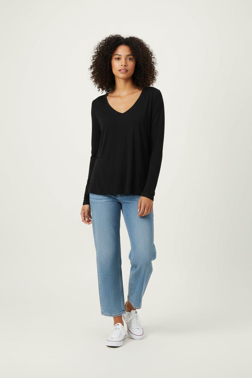 Tee-shirt Manches Longues Noir - Taille L/40 de la marque American Vintage | PARAD28400 - Vendu par Paradigme - Image 1