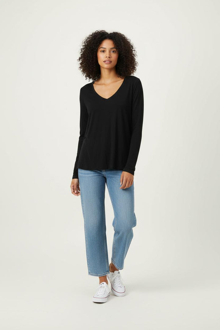 Tee-shirt Manches Longues Noir - Taille L/40 de la marque American Vintage | PARAD28400 - Vendu par Paradigme - Image 1