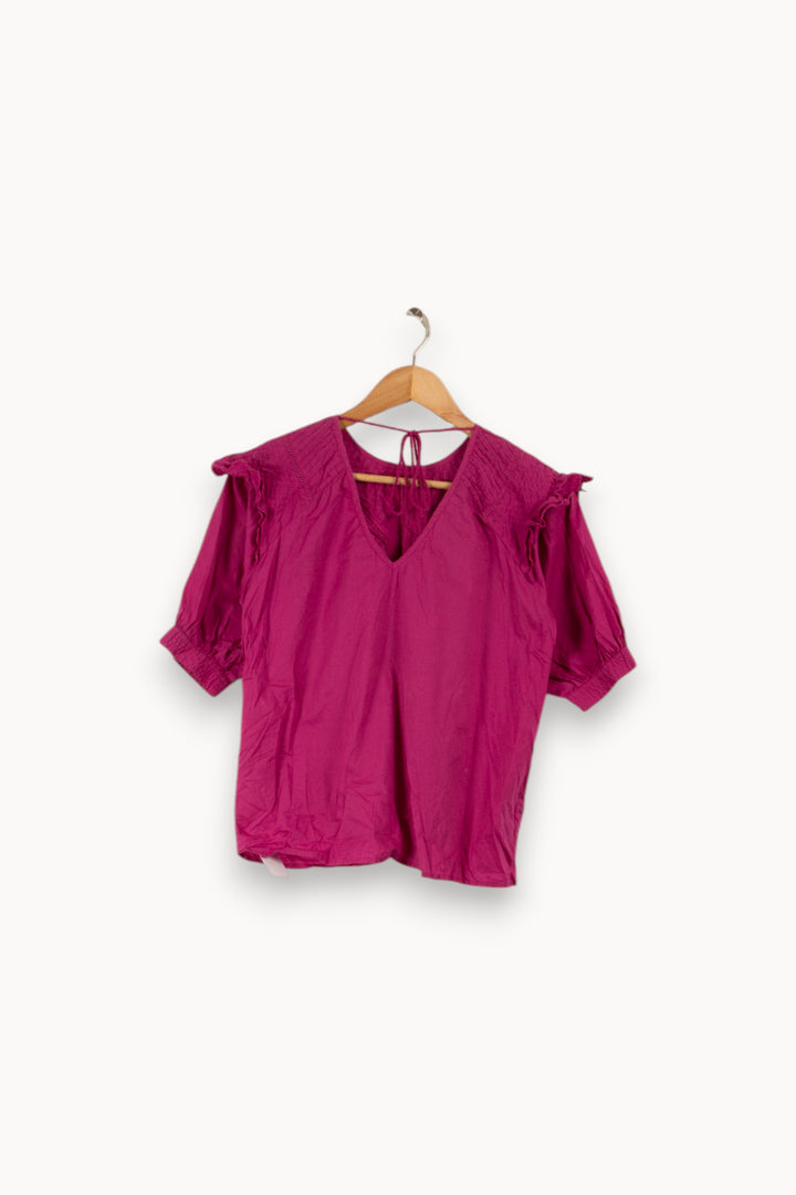 Blouse violette/rose de la marque La Fée Maraboutée | PARAD28482 - Vendu par Paradigme - Image 3