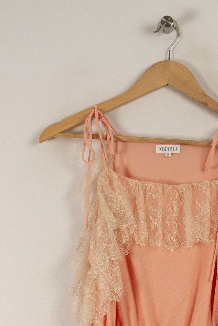 Robe longue rose avec dentelle - Taille S/36 de la marque Claudie Pierlot | PARAD28581 - Vendu par Paradigme - Image 2