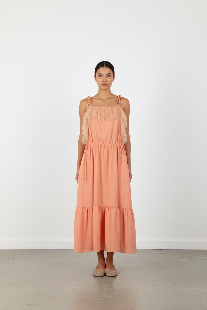 Robe longue rose avec dentelle - Taille S/36