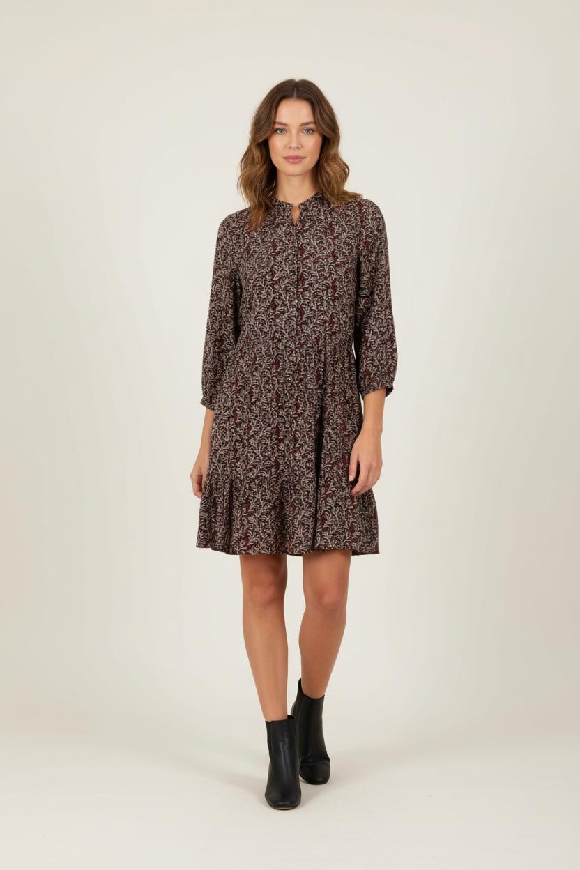 Robe bordeaux à motifs - Taille S/36