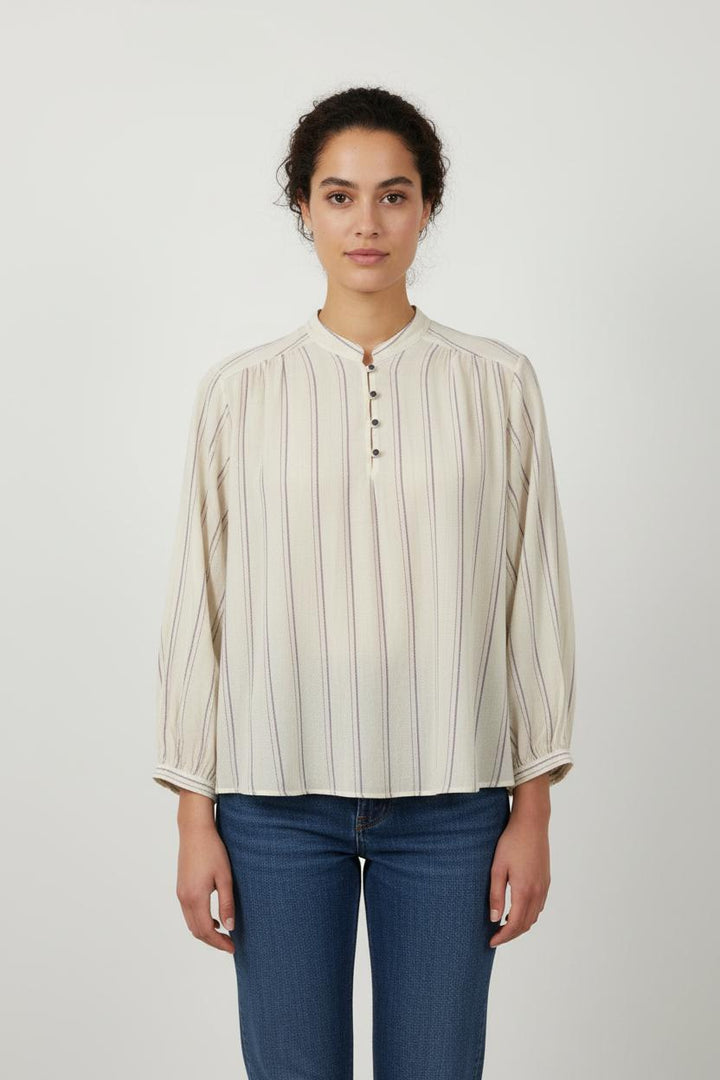 Blouse blanche rayée - Taille XS/34
