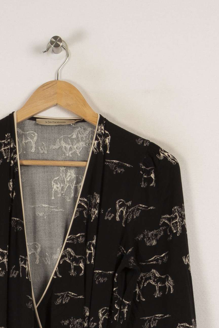 Robe longue noire à motifs - Taille S/36 de la marque La Fée Maraboutée | PARAD28720 - Vendu par Paradigme - Image 2