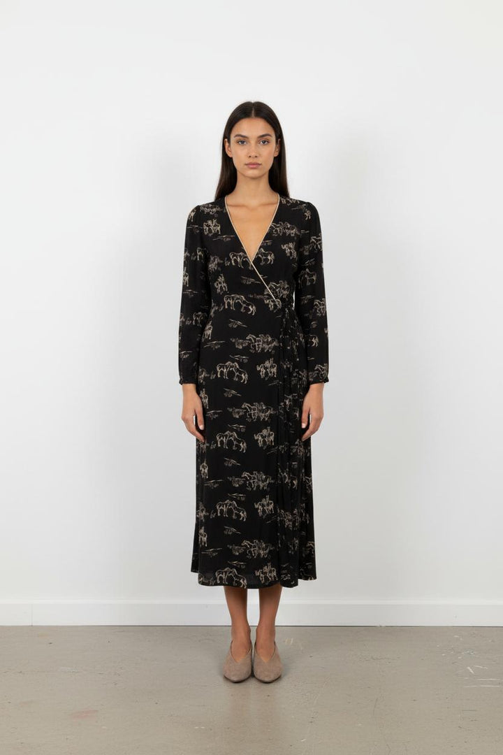 Robe longue noire à motifs - Taille S/36