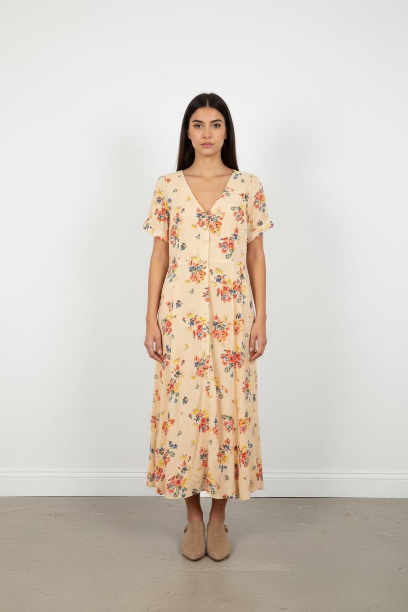 Robe Longue Fleurie Rose et Jaune - Taille S/36 de la marque Sézane | PARAD28739 - Vendu par Paradigme - Image 1