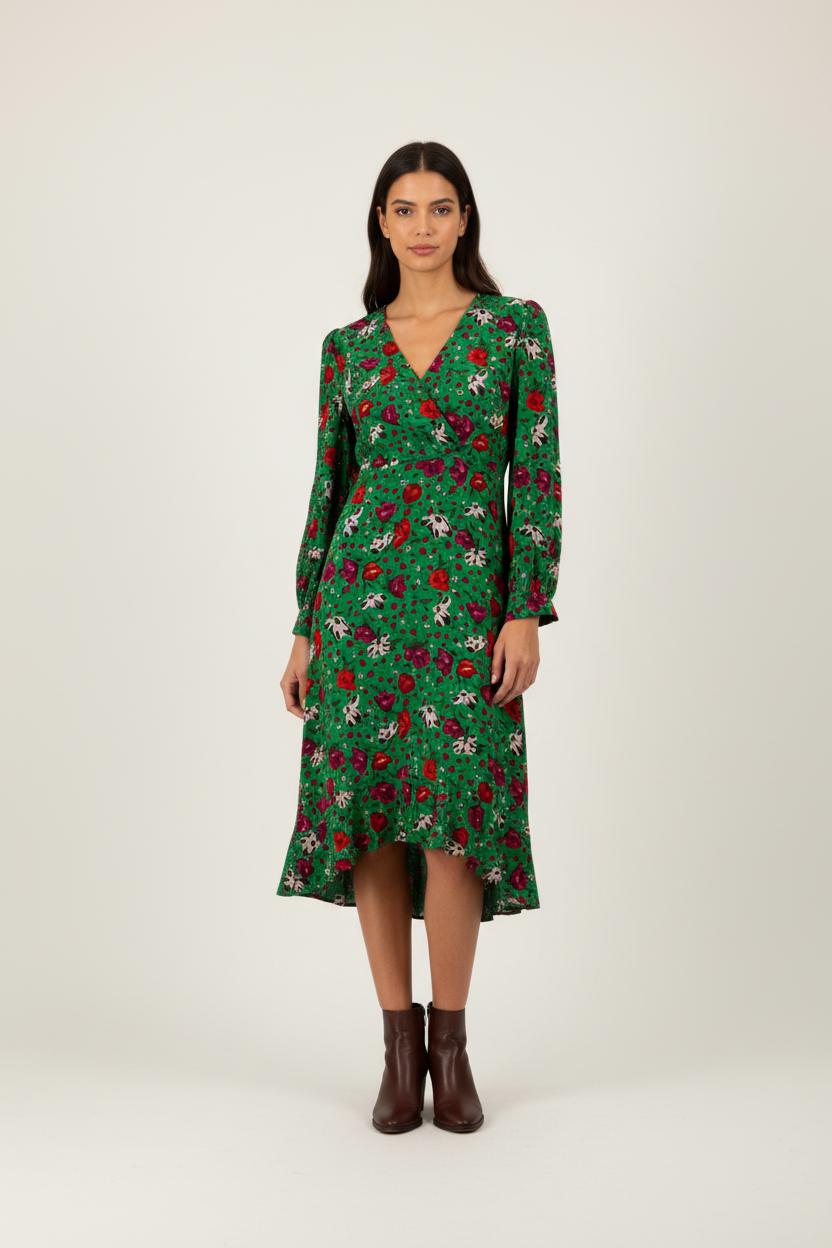 Robe verte à motifs - Taille S/36