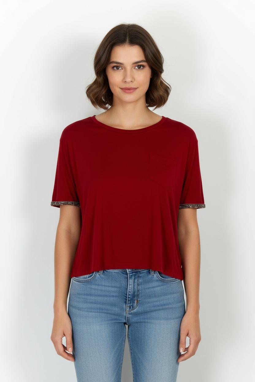 Tee-shirt Rouge - Taille L/40 de la marque IKKS | PARAD28799 - Vendu par Paradigme - Image 1