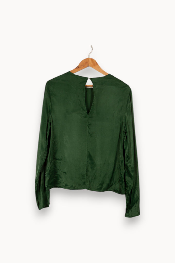 Blouse satinée verte - Taille L/40 de la marque Bizance | PARAD28839 - Vendu par Paradigme - Image 3