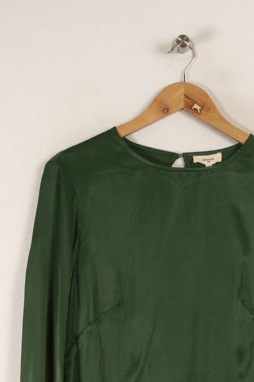 Blouse satinée verte - Taille L/40 de la marque Bizance | PARAD28839 - Vendu par Paradigme - Image 2