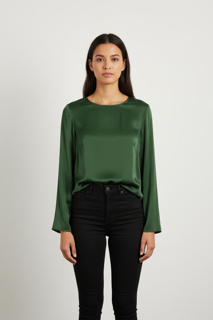Blouse satinée verte - Taille L/40