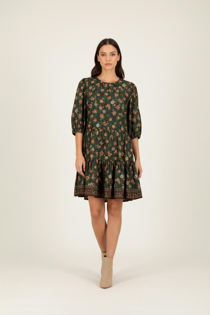 Robe verte à motifs - Taille S/36