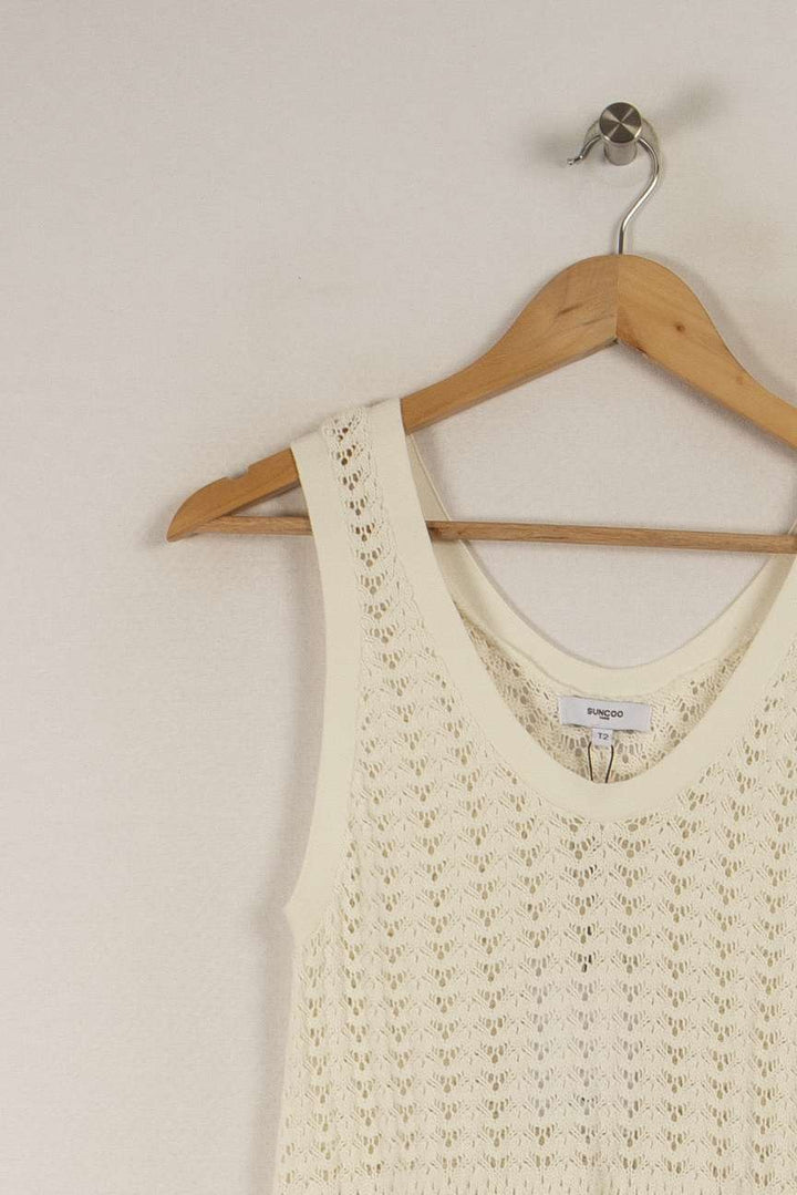 Robe longue en maille blanche - Taille M/38 de la marque Suncoo | PARAD29004 - Vendu par Paradigme - Image 1