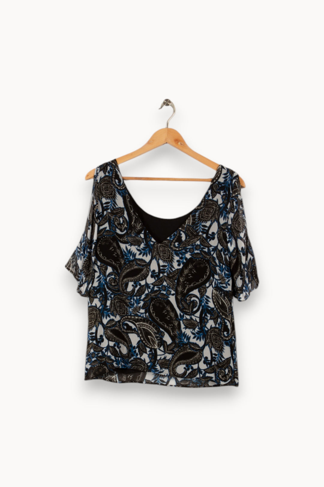 Blouse bleue et noire à motifs - Taille M/38 de la marque IKKS | PARAD29067 - Vendu par Paradigme - Image 3