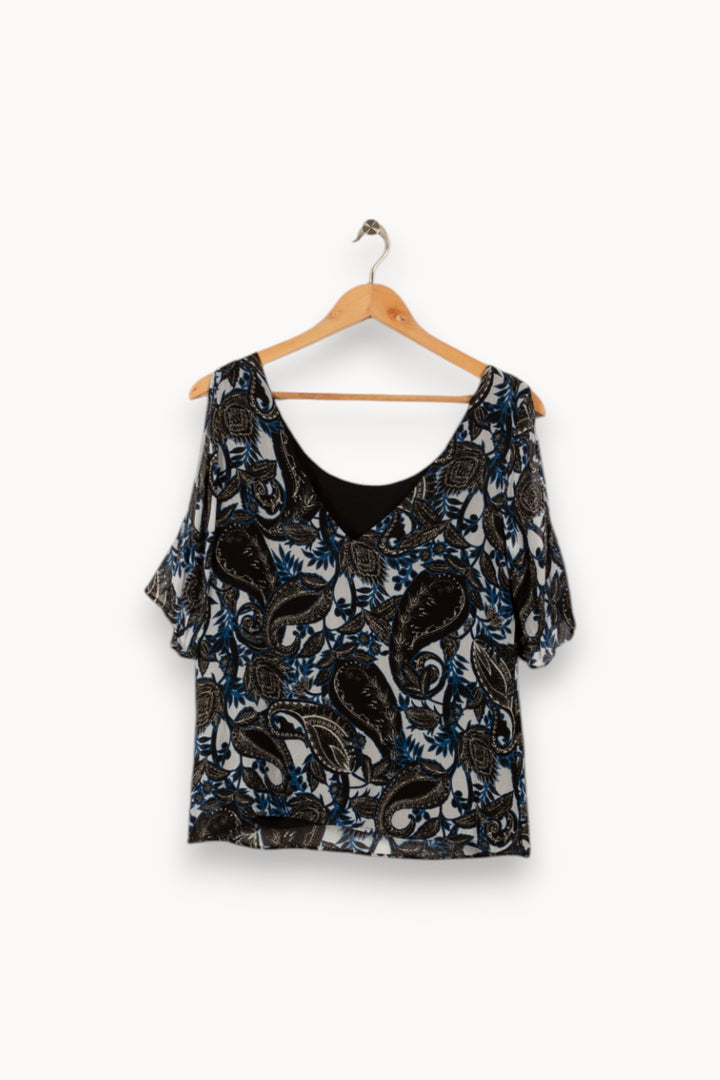 Blouse bleue et noire à motifs - Taille M/38 de la marque IKKS | PARAD29067 - Vendu par Paradigme - Image 3
