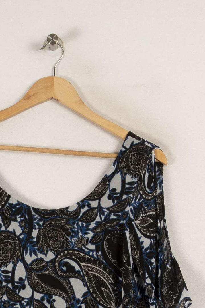Blouse bleue et noire à motifs - Taille M/38 de la marque IKKS | PARAD29067 - Vendu par Paradigme - Image 2
