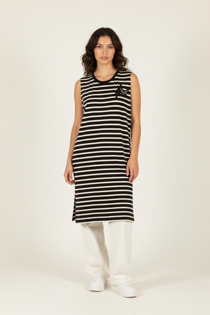 Robe noire et blanche rayée - Taille M/38