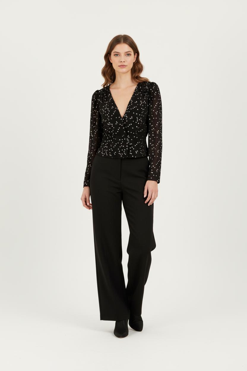 Blouse noire avec étoiles - Taille S/36