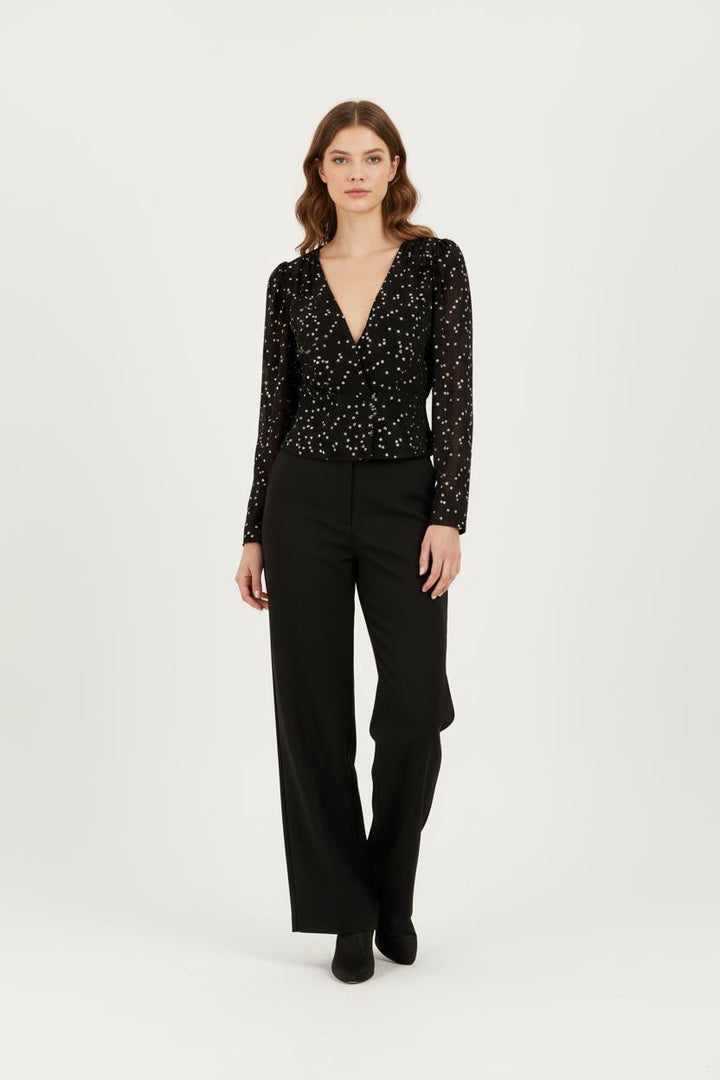 Blouse noire avec étoiles - Taille S/36