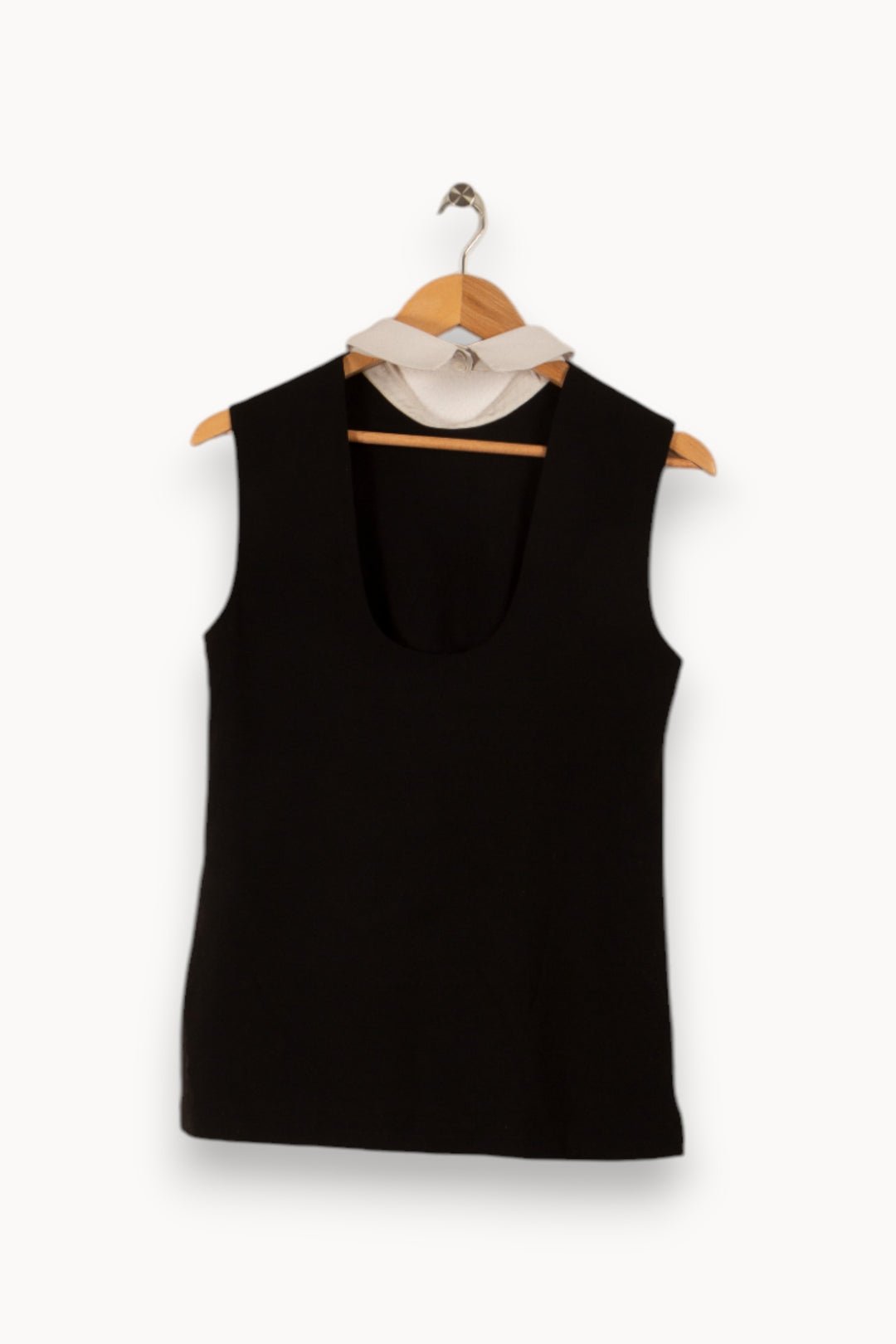 Top noir avec col blanc - Taille M/38 de la marque Claudie Pierlot | PARAD29169 - Vendu par Paradigme - Image 2