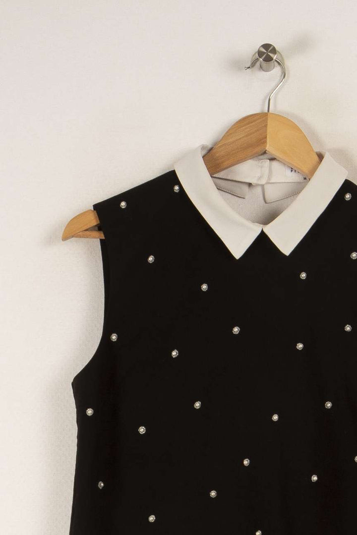 Top noir avec col blanc - Taille M/38 de la marque Claudie Pierlot | PARAD29169 - Vendu par Paradigme - Image 1