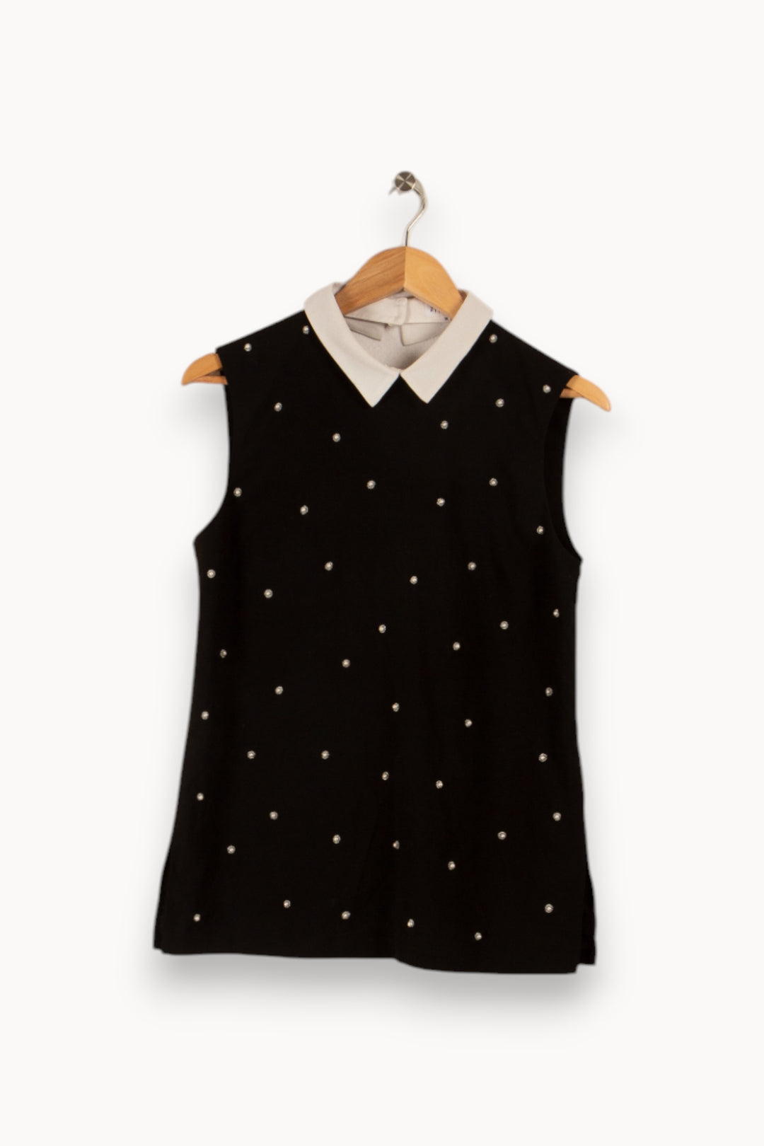 Top noir avec col blanc - Taille M/38 de la marque Claudie Pierlot | PARAD29169 - Vendu par Paradigme - Image 3