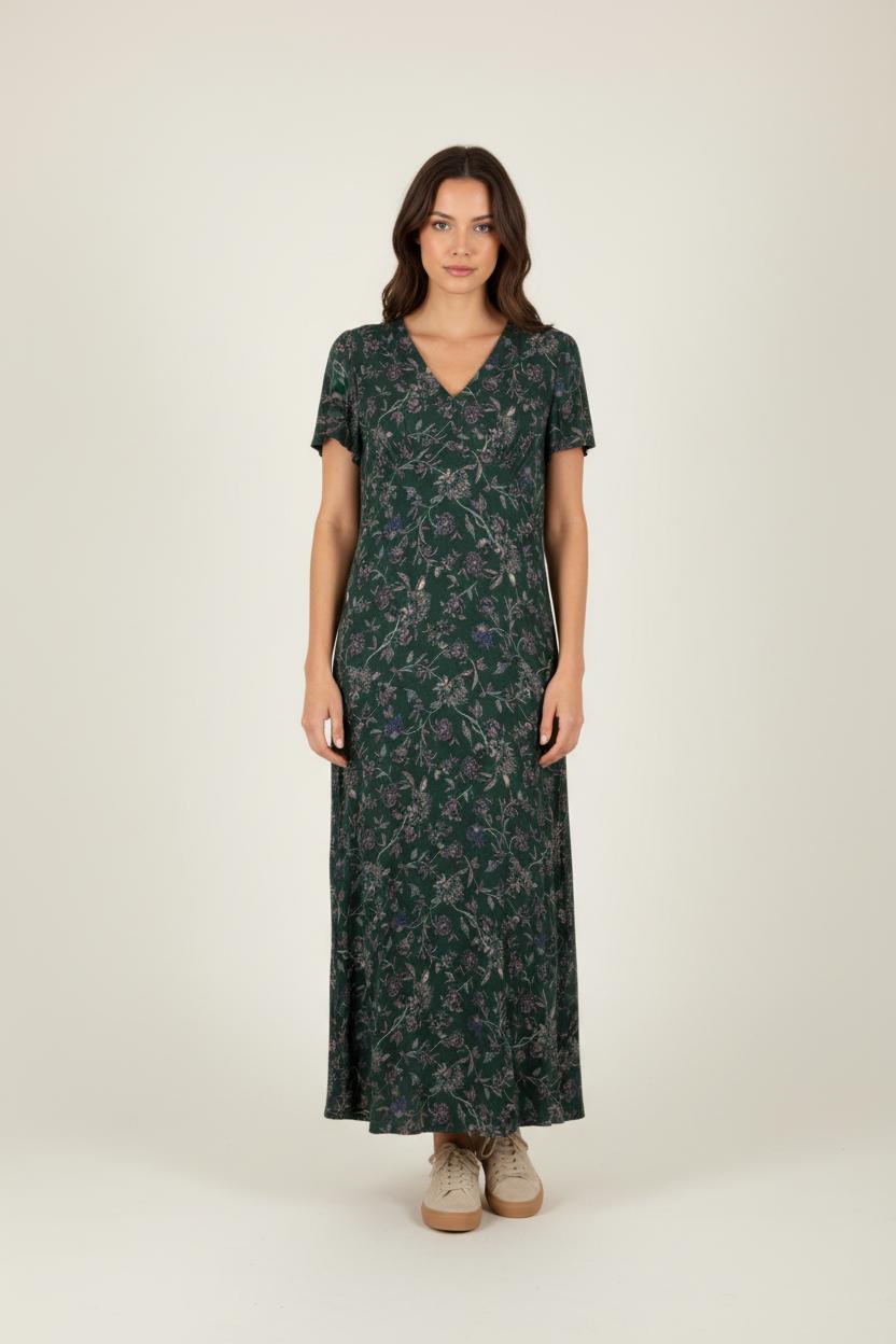 Robe longue verte à motifs - Taille M/38
