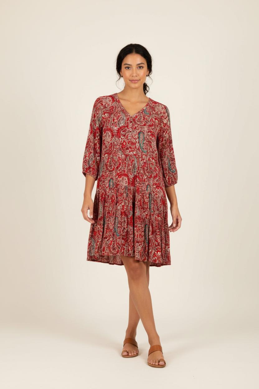 Robe rouge à motifs - Taille M/38