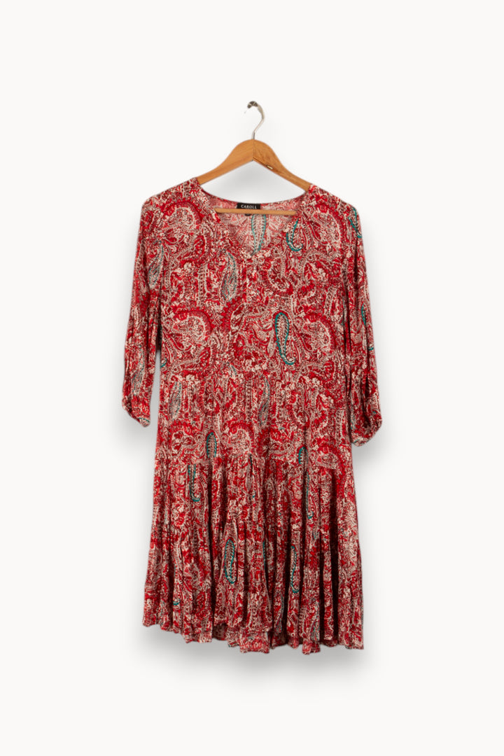 Robe rouge à motifs - Taille M/38 de la marque Caroll | PARAD29229 - Vendu par Paradigme - Image 3