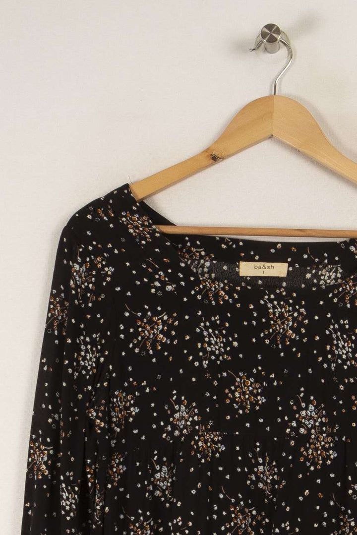 Robe noire à motifs - Taille S/36 de la marque ba&sh | PARAD29259 - Vendu par Paradigme - Image 1