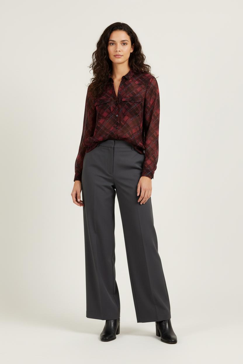 Blouse bordeaux à carreaux - Taille XS/34